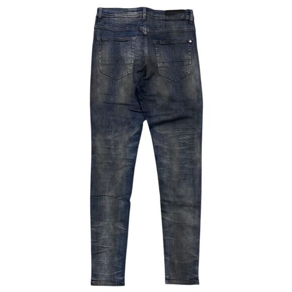 GFTD LA Los Angeles Men's Skinny Fit Jeans Vintage Oil Wash Distressed Rip Denim - Picture 2 of 4